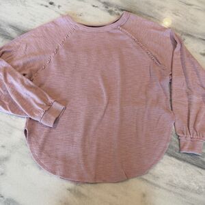 Anthropologie Pilcro Women’s XS Mauve Pink Rounded Hem Sweater Ruffle Detail